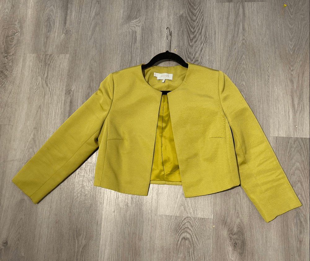 Hobbs London Arizona Jacket Blazer in Spring Green Yellow, Sz 6, MSRP $310
